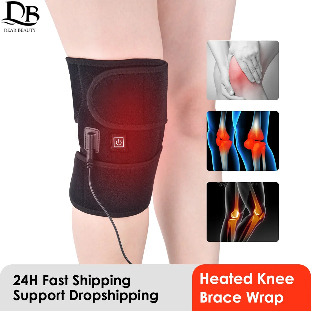 Heated Knee Brace Wrap for Muscle Relaxation Arthritis Pain Relief Rheumatism Portable 3 Heating Modes Electric Heating Knee Pad